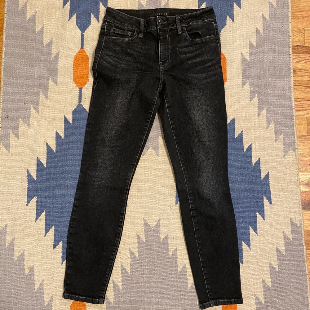 Level 99 Black Washed Skinny Jeans